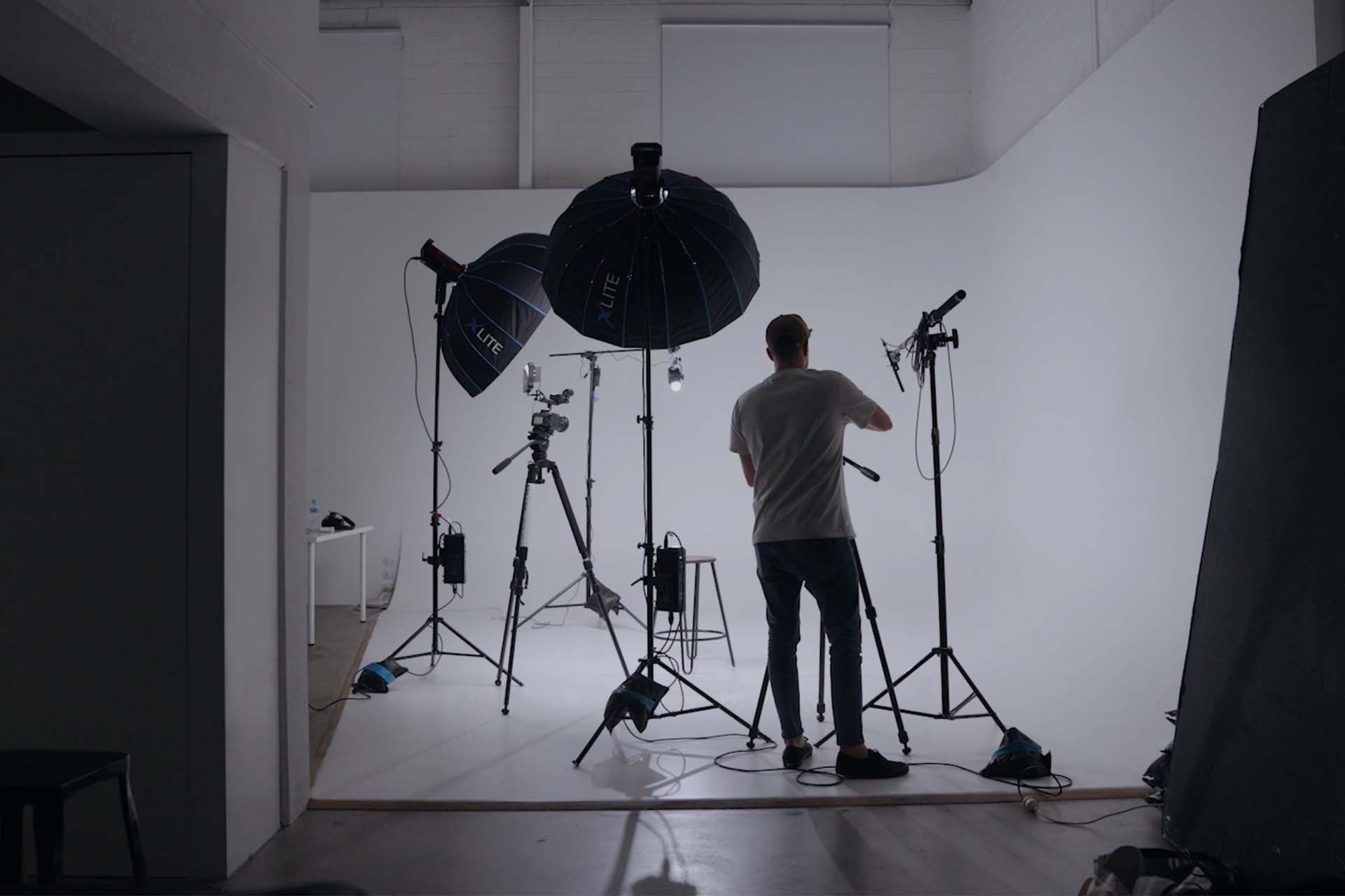 Behind the scenes of video interview lighting set-up